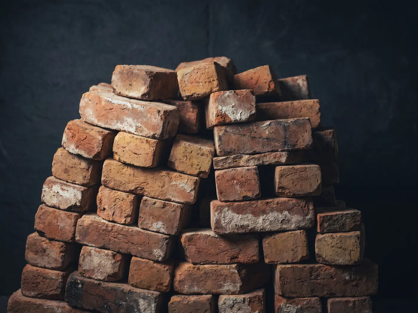 Reclaimed Cheshire bricks in mixed imperial sizes, weathered faces showing a century of character